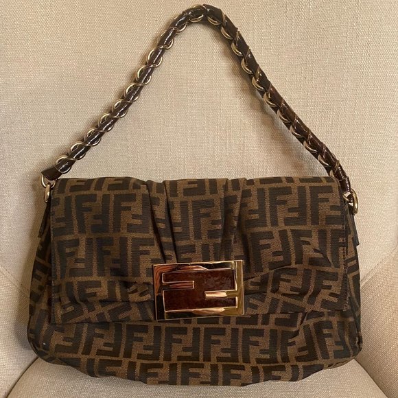 👜EXCLUSIVE SALE - FENDI Zucca Chain - Shoulder Bag -  Excellent Condition👜 - Picture 1 of 11